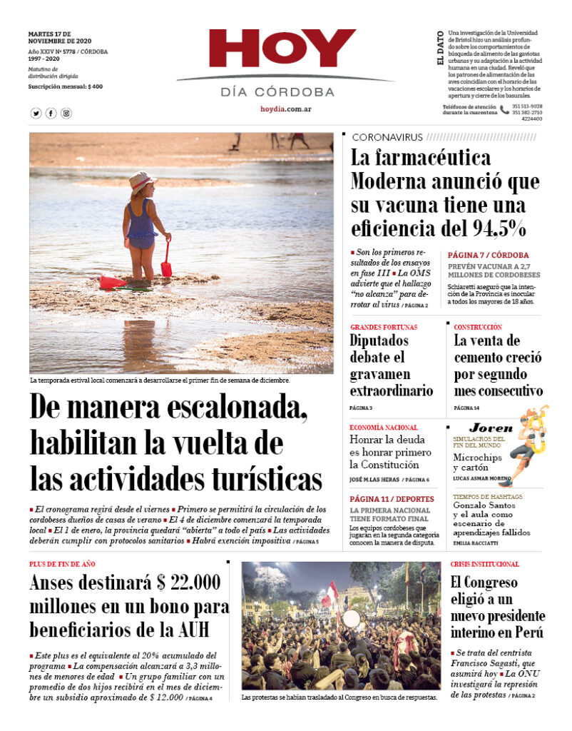 La tapa del martes 17 de noviembre de 2020 La tapa del martes 17 de noviembre de 2020