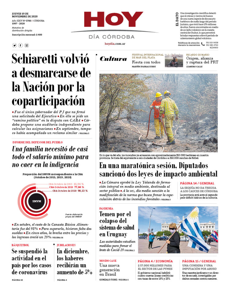 La tapa del jueves 19 de noviembre de 2020
