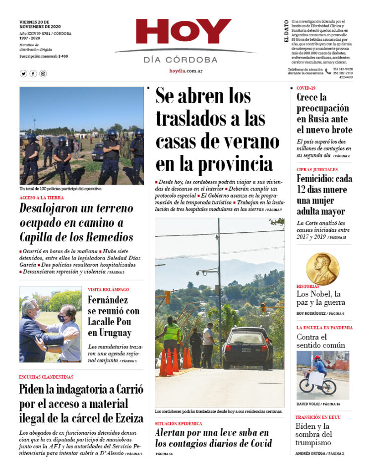 La tapa del viernes 20 de noviembre de 2020