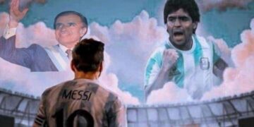 Zulemita intervino una imagen de Lio Messi y Diego Maradona con una foto de su padre