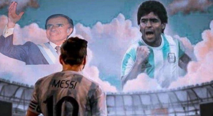 Zulemita intervino una imagen de Lio Messi y Diego Maradona con una foto de su padre