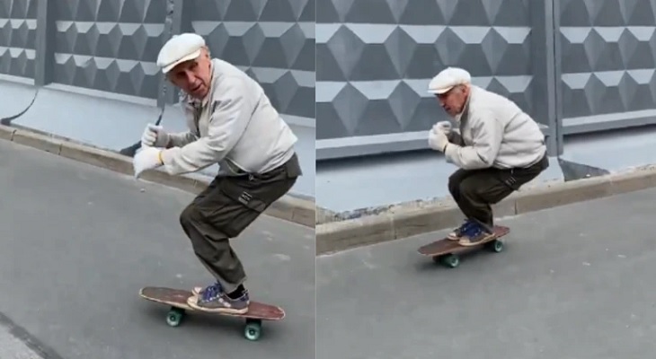 Un skater de 73 años se hizo viral por sus increíbles habilidades
