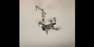 Usó a un dron para cambiar un foco de luz y se hizo viral