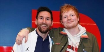 Lionel Messi posó junto a Ed Sheeran luego de marcar su primer gol en PSG