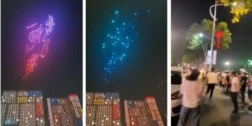 Un espectáculo de drones terminó con la masiva caída de los aparatos