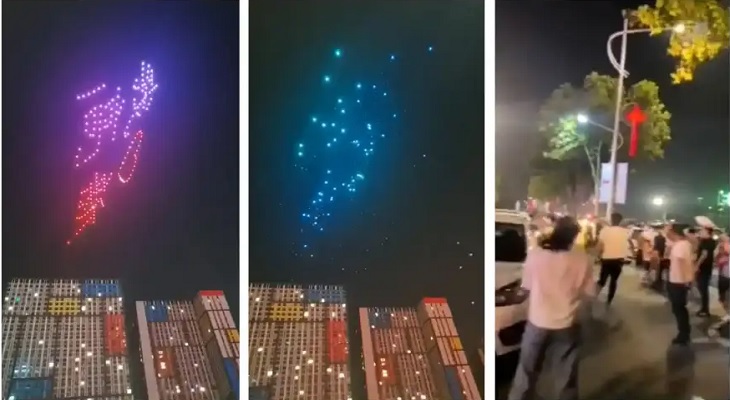 Un espectáculo de drones terminó con la masiva caída de los aparatos
