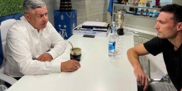 Claudio Tapia y Lionel Scaloni, reunidos en la AFA