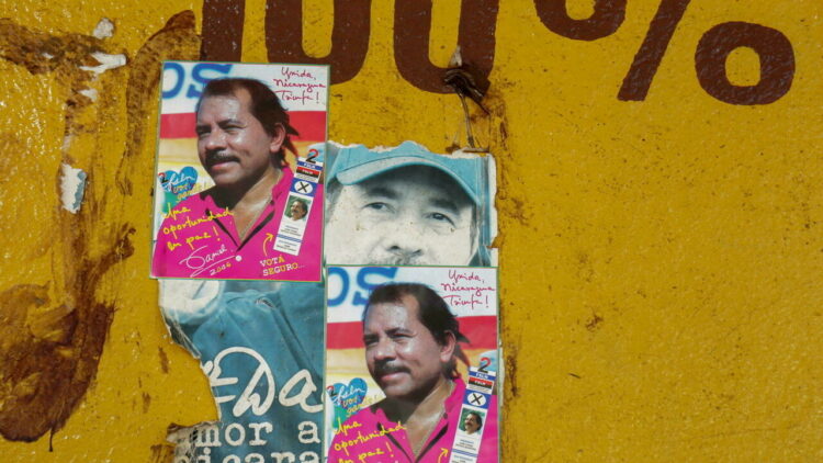 Stickers promoting the candidacy of Nicaraguan President Daniel Ortega in 2006 are pictured at a market in Managua, Nicaragua November 3, 2021. Picture taken November 3, 2021. REUTERS/Stringer NO RESALES. NO ARCHIVES