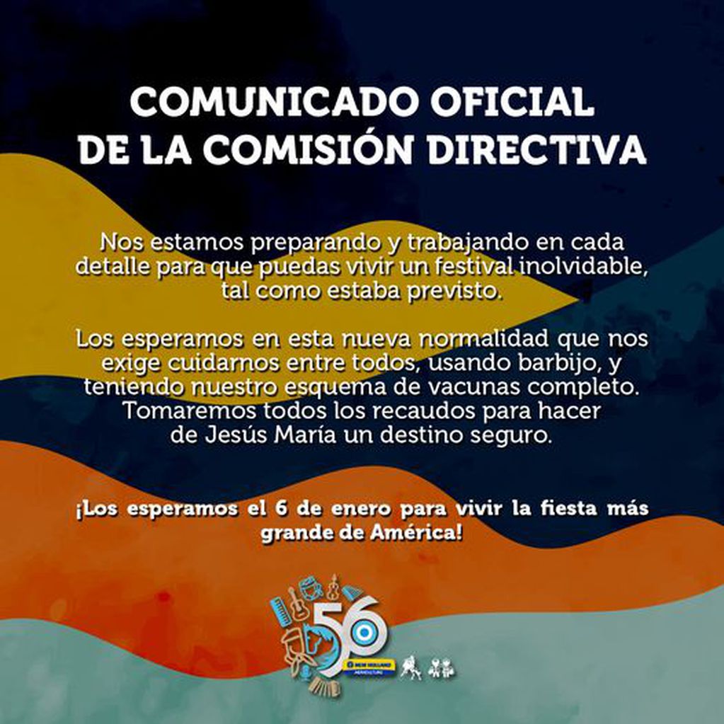 La comitiva del festival de Jesús María lanzó un comunicado tras las nuevas restricciones Comunicado festival de Jesús María