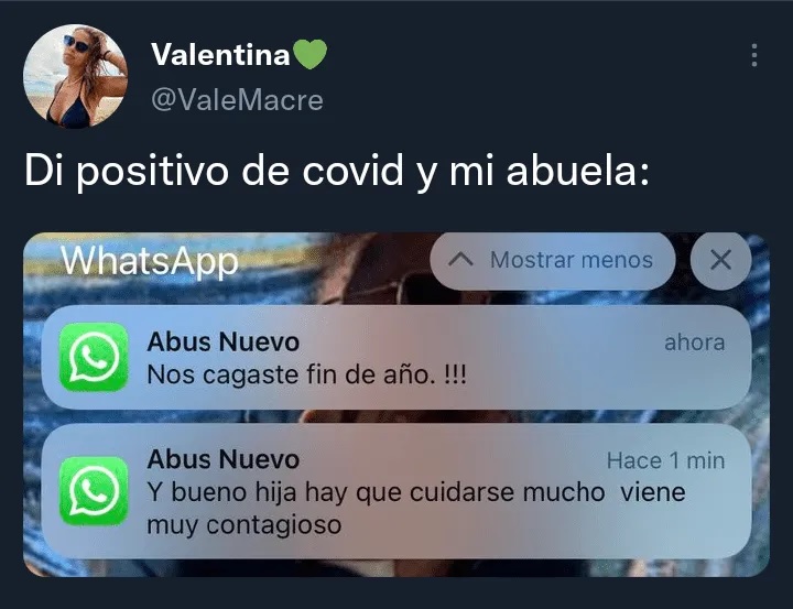 Se contagió Covid y su abuela la insultó pero después le ofreció llevarle naranjas para que tome jugo