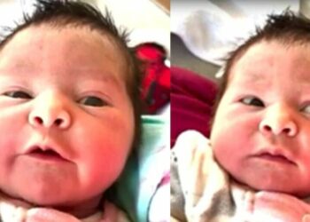 Una beba recién nacida le dijo “hola” a su mamá
