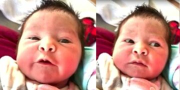 Una beba recién nacida le dijo “hola” a su mamá