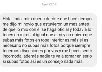 Una chica intimidó a otra para que quite sus fotos de Instagram porque se peleaba con su novio