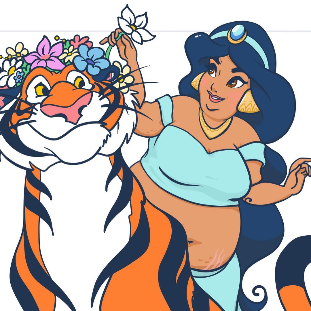 Ilustradora recrea a las princesas Disney gordas