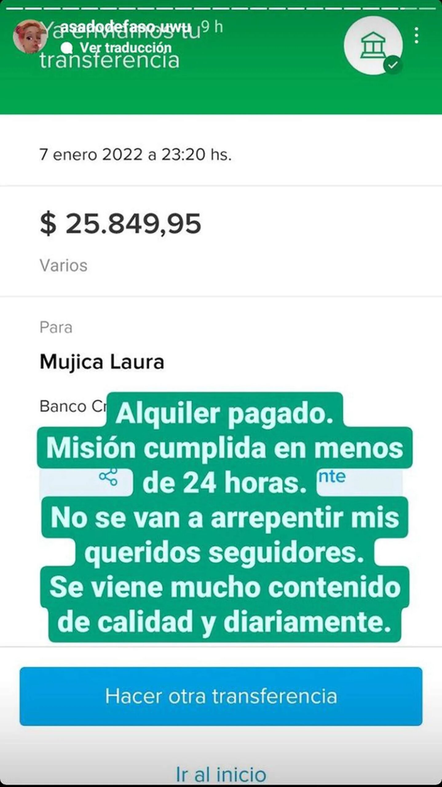 Le suspendieron su canal de Youtube y pidió plata a sus seguidores para pagar el alquiler
