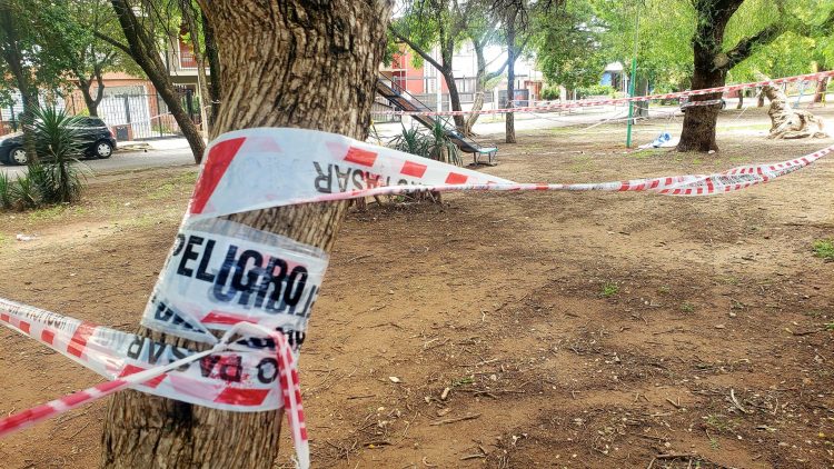 La plaza donde falleció por electrocución Luciano Aranda / Foto: @leoguevara