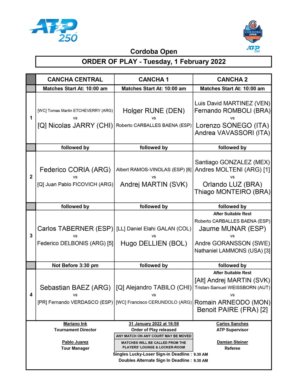 Coria y Delbonis fueron eliminados del ATP de Córdoba