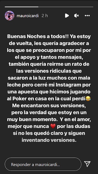 Mauro Icardi volvió a Instagram y explicó por qué había cerrado su cuenta