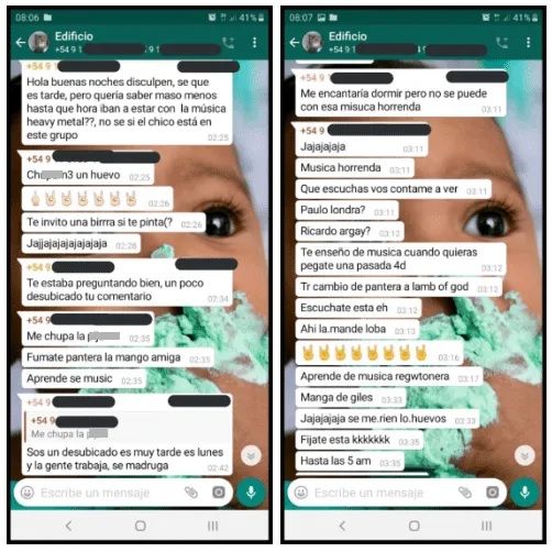 Metalero enfurecido envió una foto de su pene e insultó a los contactos del grupo de Whatsapp de su edificio