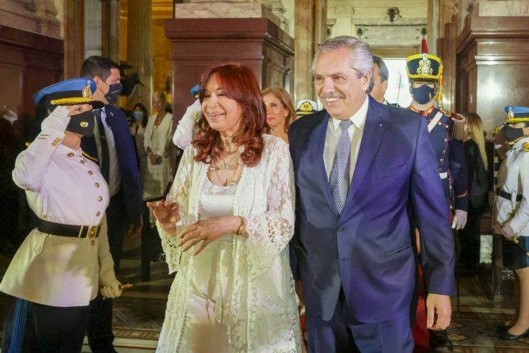 Cristina Kirchner y Alberto Fernández, el 1° de marzo, en la apertura de sesiones ordinarias del Congreso.