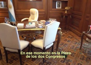 Cristina Kirchner mostró los destrozos en su despacho en el Senado