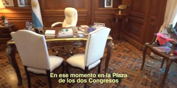 Cristina Kirchner mostró los destrozos en su despacho en el Senado