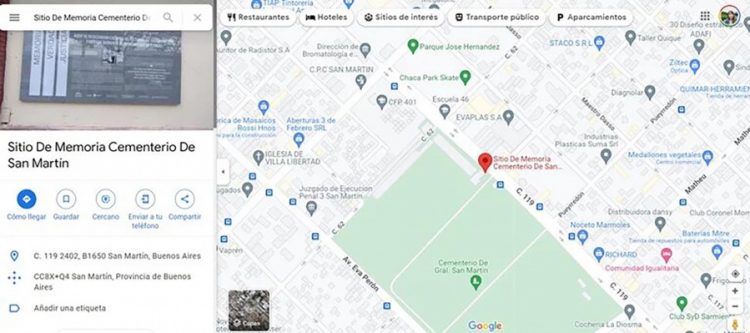 Google Maps agregó a su aplicación sitios vinculados al terrorismo de Estado en Argentina