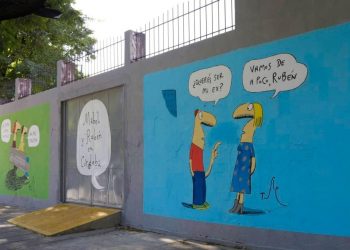 Las viñetas de Tute cobran vida en las paredes de barrio Güemes