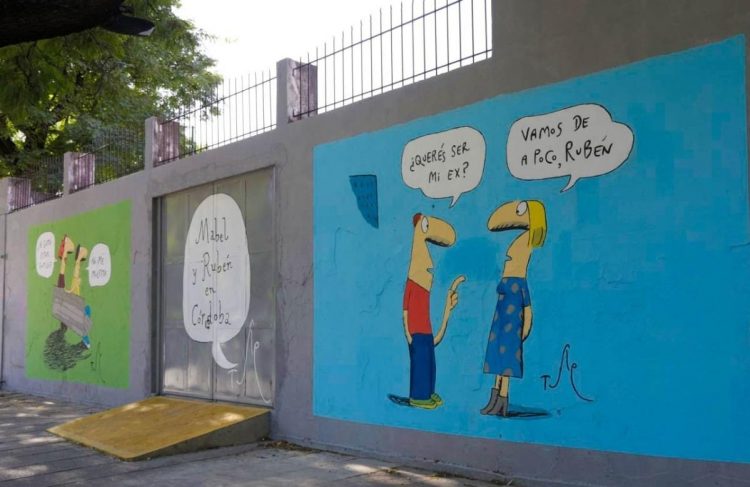 Las viñetas de Tute cobran vida en las paredes de barrio Güemes