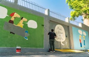 Las viñetas de Tute cobran vida en las paredes de barrio Güemes