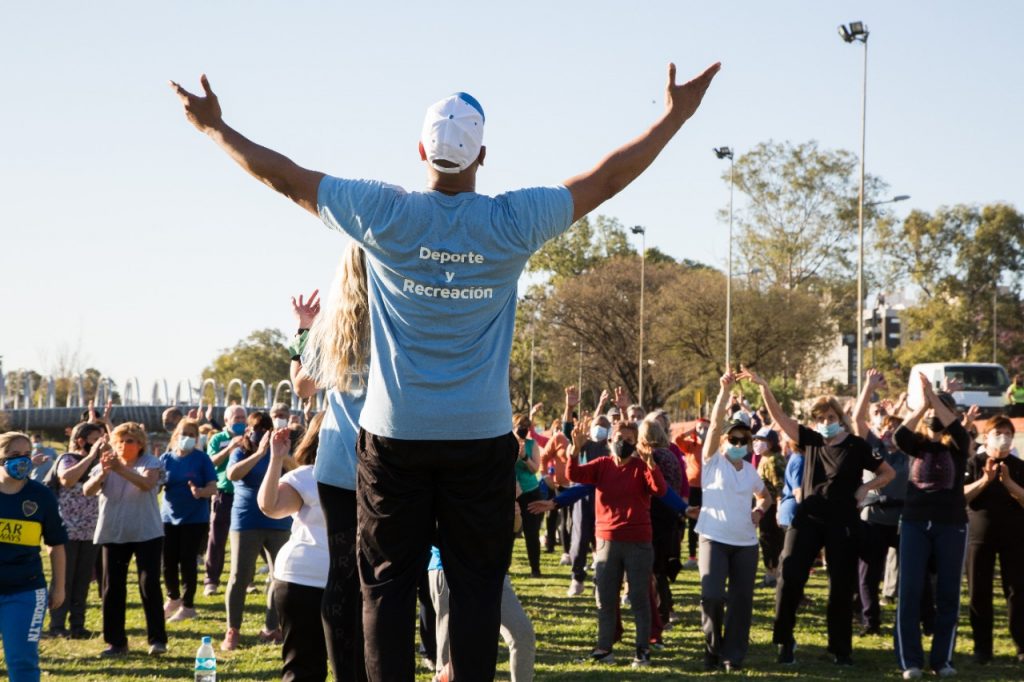 Volvieron las clases de gimnasia familiar