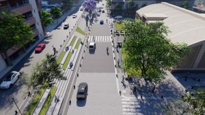 Por obras en el Mercado Sud, se levantó el pavimento del bulevar Illia