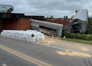 Un puente ferroviario colapsó en Rosario y vagones de un tren cayeron al vacío