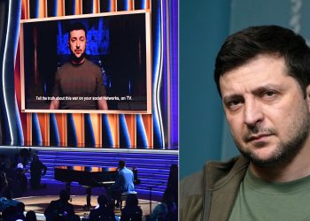 Zelensky apareció en los Grammys 2022