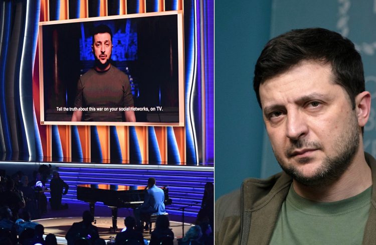 Zelensky apareció en los Grammys 2022