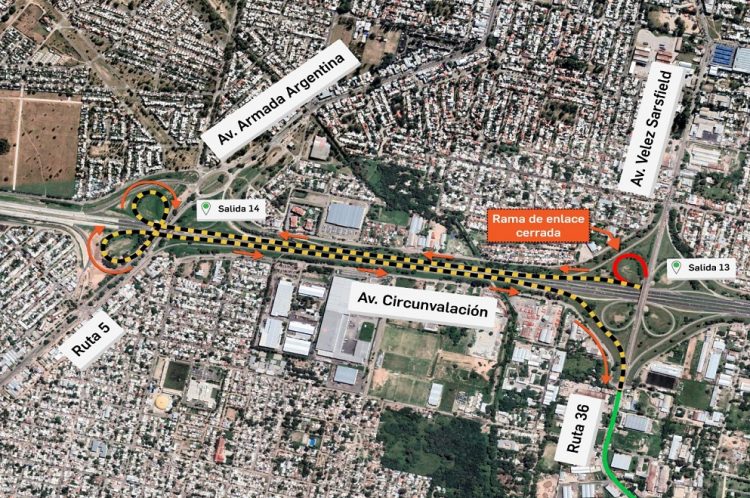 Cerrarán un acceso desde Circunvalación hacia Ruta 36 por tareas de mantenimiento