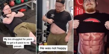 Cansado de no lograr los resultados deseados en el gimnasio, decidió tatuarse los abdominales