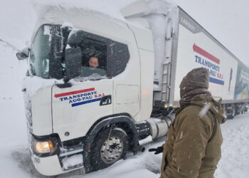 Camiones abandonados frenan el paso fronterizo a Chile, debido al temporal de nieve