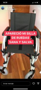 Apareció la silla de ruedas robada en barrio Alberdi
