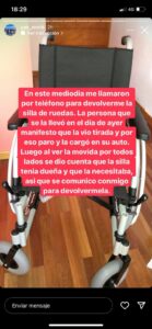 Apareció la silla de ruedas robada en barrio Alberdi