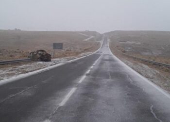Intensa nevada en el Camino de las Altas Cumbres: se recomienda circular con precaución