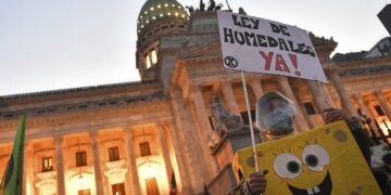 Tras la suspensión del debate por la Ley de Humedales, ambientalistas protestan en el Congreso