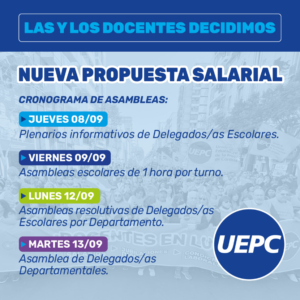 La UEPC recibió una nueva propuesta salarial por parte de la Provincia