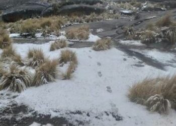 Volvió a nevar en las Altas Cumbres y la Caminera recomienda circular con precaución