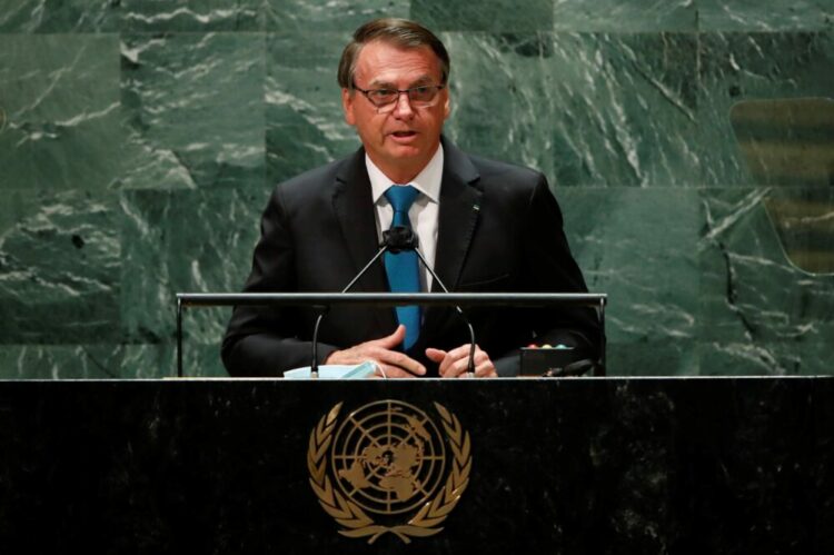 El presidente de Brasil, Jair Bolsonaro, habla ante la Asamblea General de la ONU, este 21 de septiembre de 2021, en Nueva York. EFE/Eduardo Muñoz/Pool