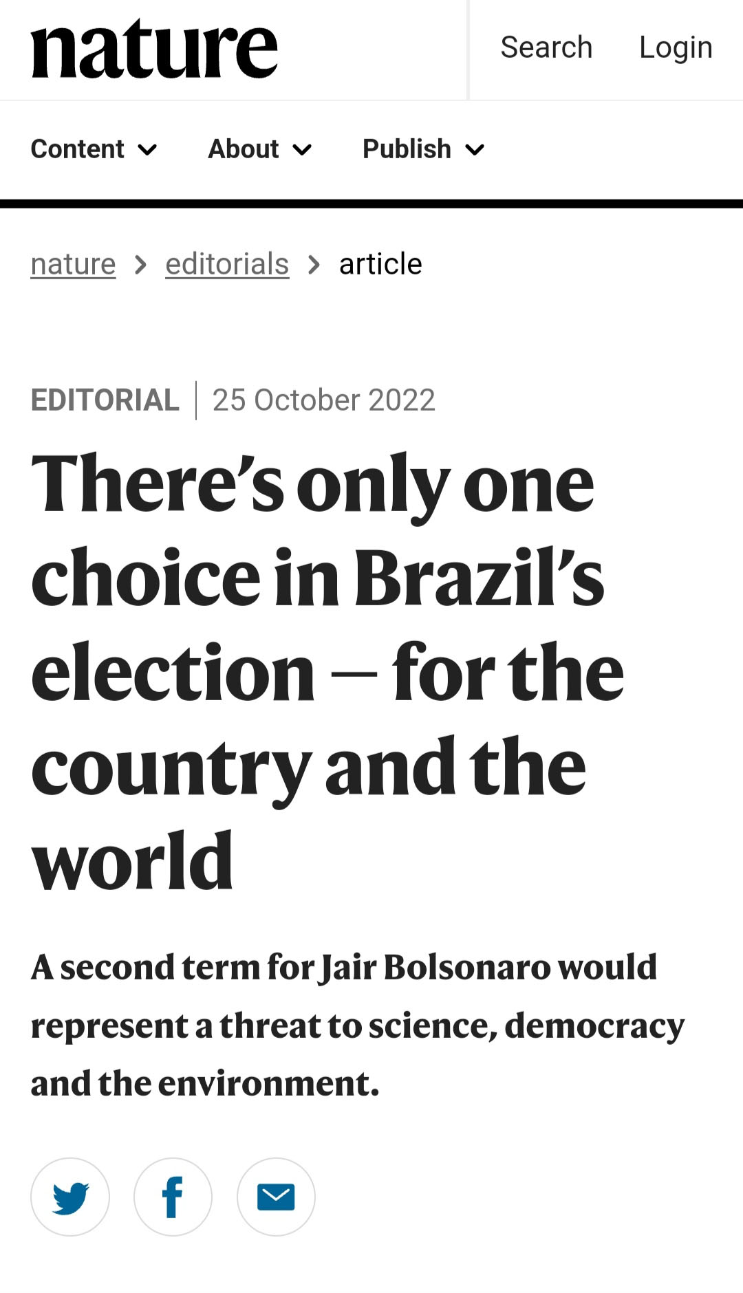La revista Nature condenó a Bolsonaro como “una amenaza para la ciencia”