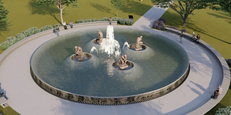 El parque Las Heras volverá a tener una fuente y sus esculturas originales