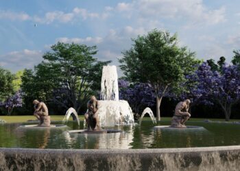 El parque Las Heras volverá a tener una fuente y sus esculturas originales