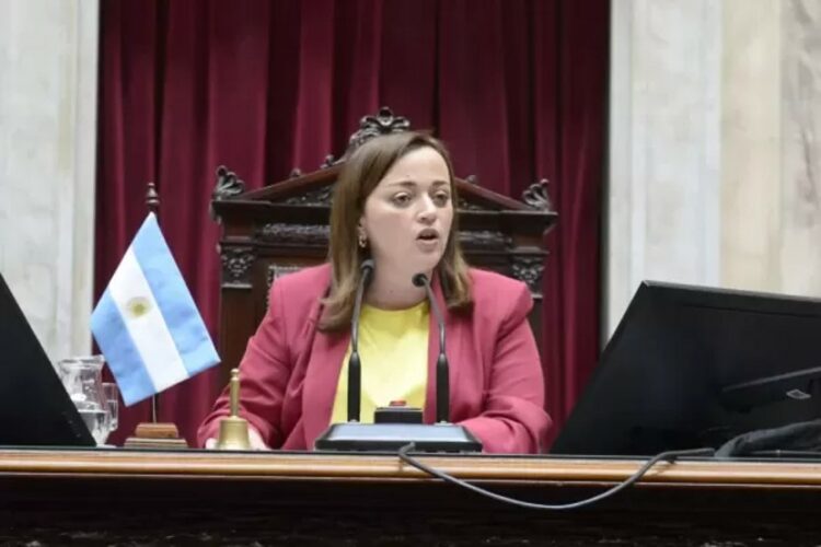 La presidenta de la Cámara de Diputados, Cecilia Moreau, en plena sesión.