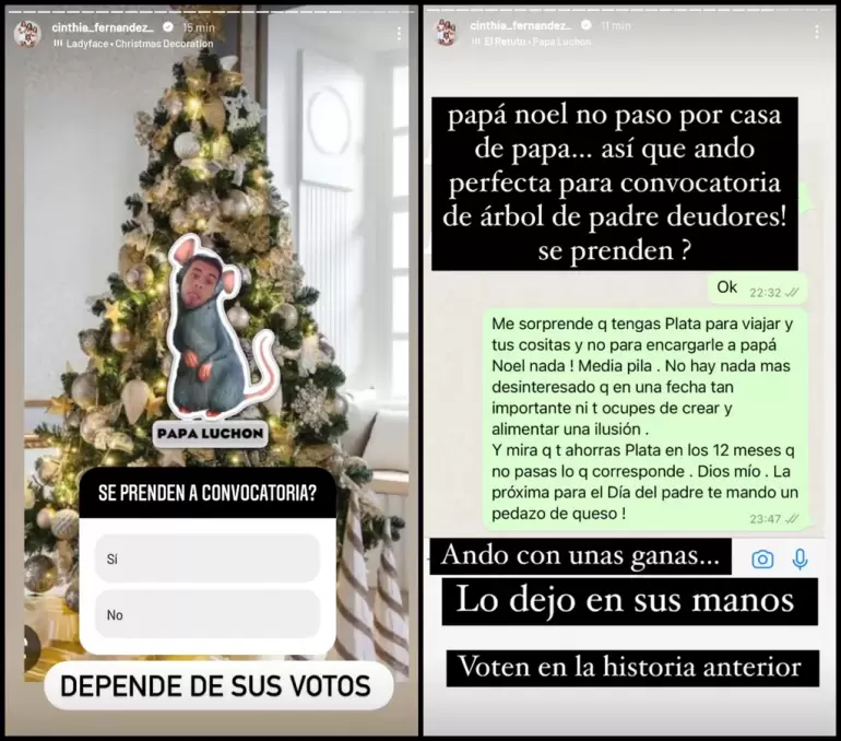 Cinthia Fernández escrachó a Matías Defederico por no regalarle nada a sus hijas en Navidad